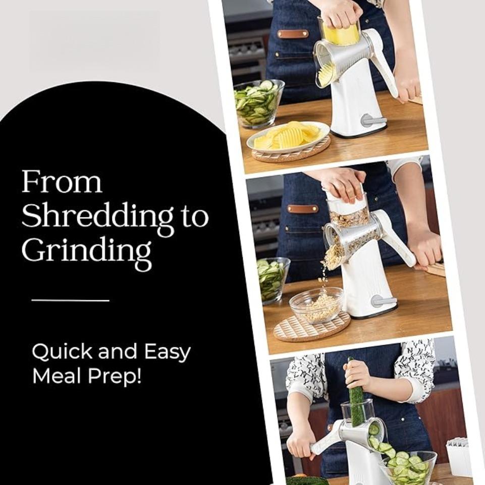 2025Nowy 3w1 Wielofunkcyjny Krajalnica do Warzyw i Siekacz do Żywności Ręczna Kuchenna Krajalnica z 3 Ostrzami do Ziemniaków Czosnku Sera Szatkownica