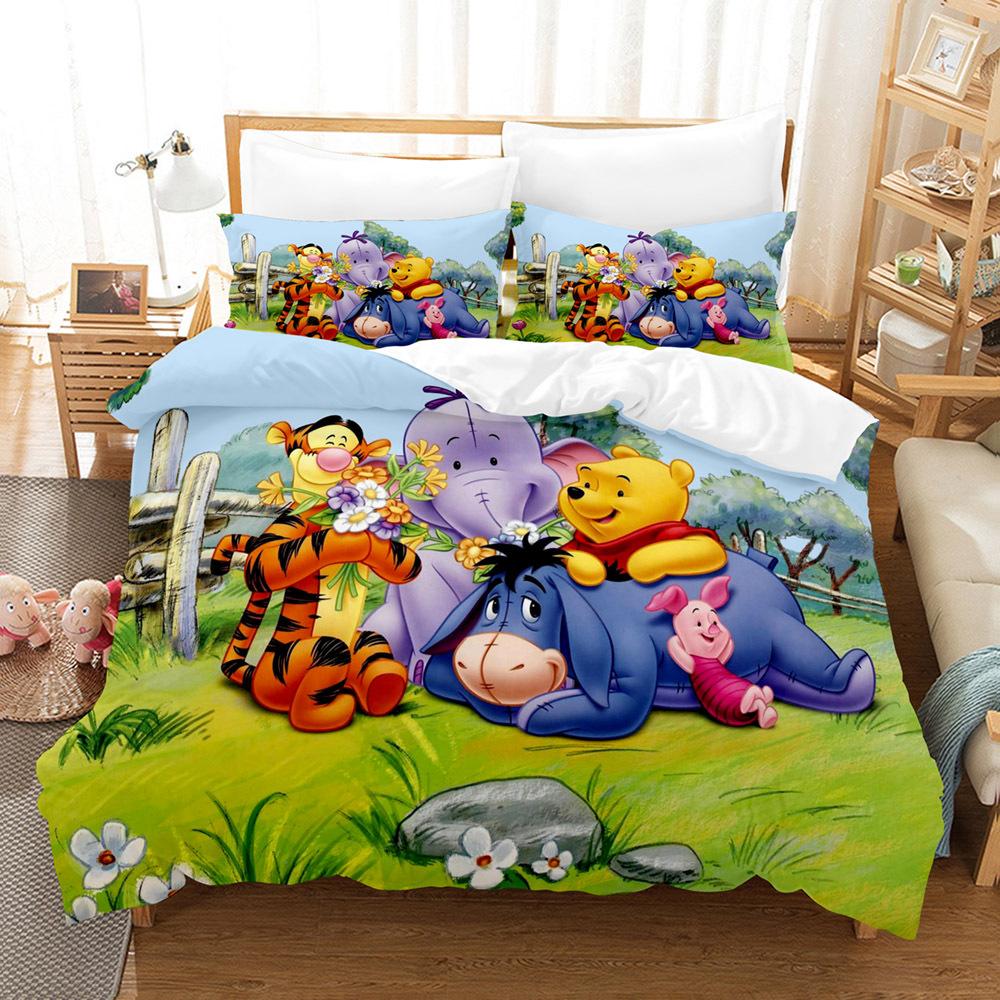 

Winnie the Pooh Bear Bedding Sets Comforter Quilt Bed Cover Duvet Cover Pillow Case 2-3 Pieces Sets Kids Adult Size EU Single 135x200cm