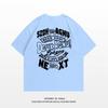 American high street trendy brand letter printing heavy cotton short-sleeved T-shirt women's summer loose and versatile couple top ins