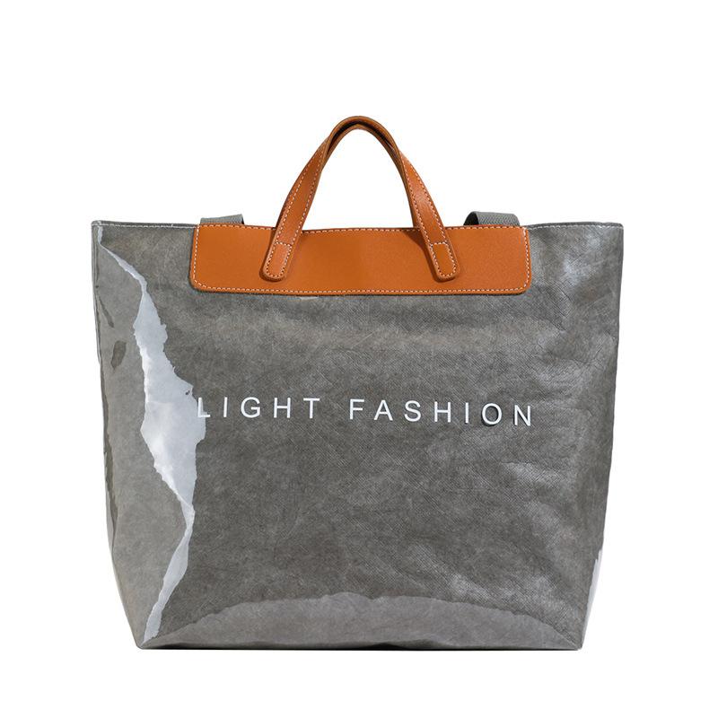 

Модная сумка для покупок из крафт-бумаги большой вместимости для поездок на работу серый