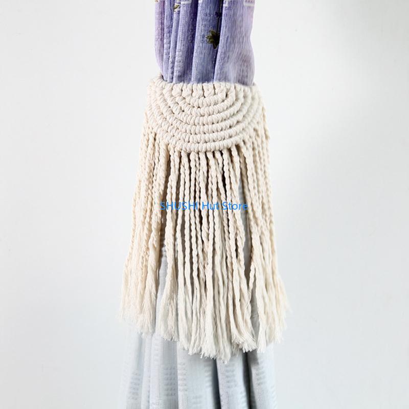 Macrame Curtain Tieback Hand-woven Cotton Tied Strap Rope Hanging Tassel Tying Bandage Curtain Accessories D57B