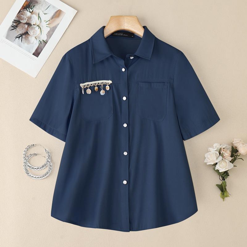 ZANZEA Women Summer Turn Down Collar Casual Short Sleeve Blouse