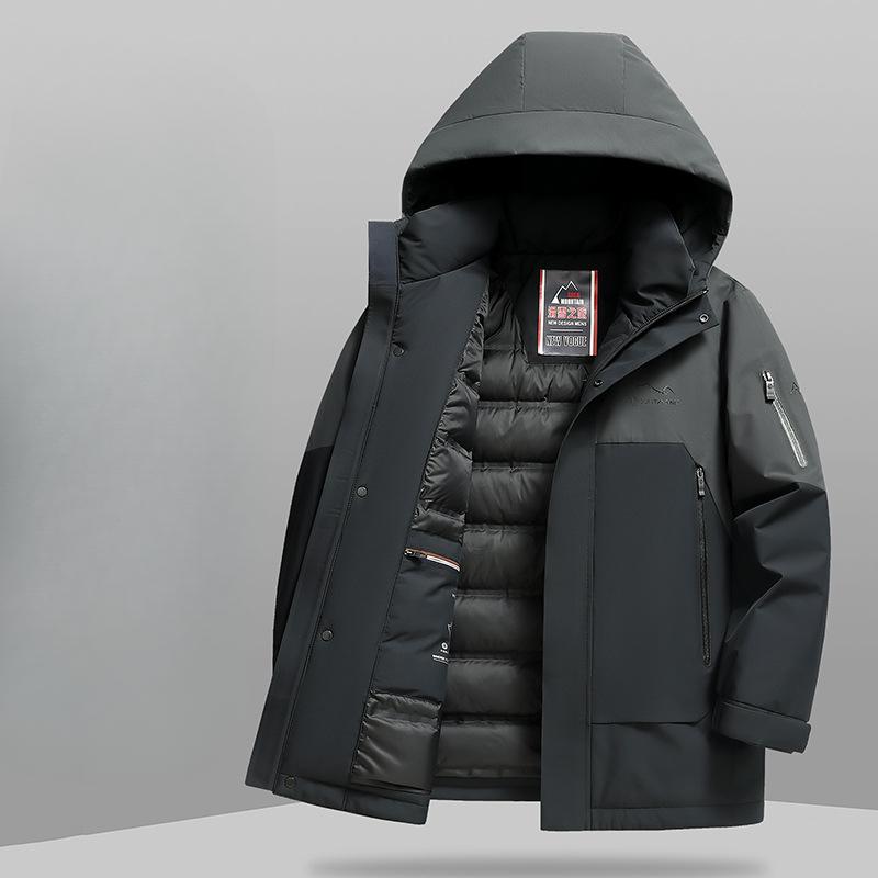 Autumn and Winter White Duck Down Hooded Thickened Outdoor Casual Warm Down Young and Middle-aged Jacket