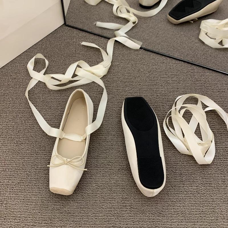 Women's Shoes Flower Design Square Toe Single Shoes Soft Soled Ballet Flats Fashion Shallow Mouth Single Shoes Zapatos De Mujer