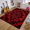Elegant Red and Black Floral Pattern Patterned Carpet, Non Slip Mat Suitable for Living Room and Bedroom Sofas
