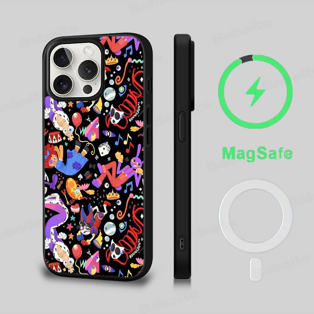 Erstaunliche Digitaler Zirkus Handyhülle Magnetische Hülle Für IPhone 16 14 13 12 11 15 Pro Max Plus Für Magsafe Kabelloses Lade Cover