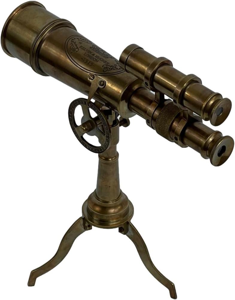 Messing Teleskop mit Holzstativständer Maritim Nautisch Vintage Schreibtischdeko