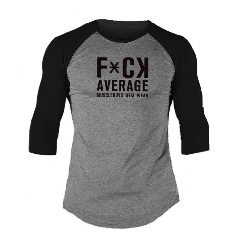 

MuscleguysБейсбольная форма с рукавами 3/4 и круглым вырезом, весенне-осенняя спортивная повседневная футболка с длинными рукавами XXL темно серый