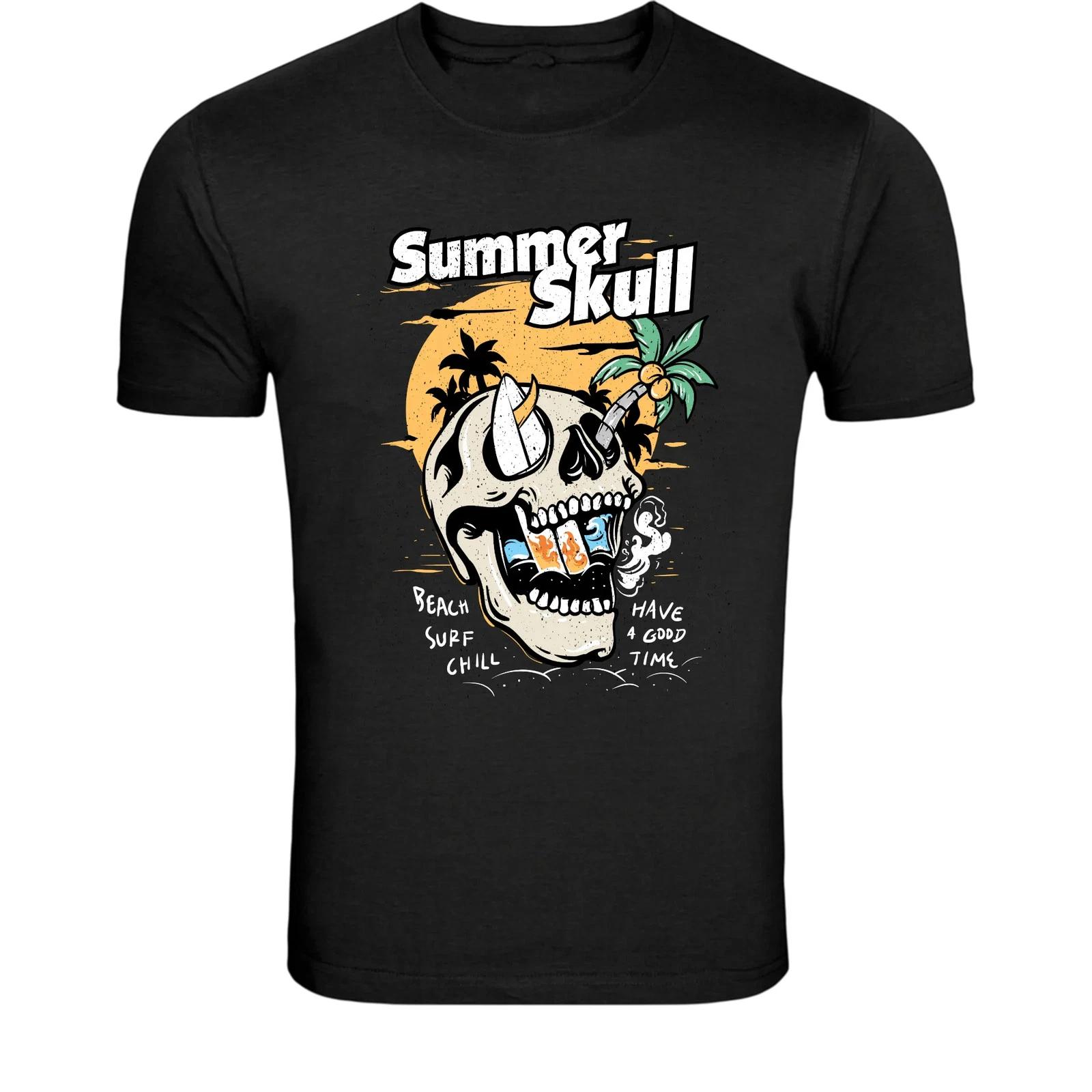 Summer Skull Beach Surf Chill T-Shirt - Vintage Summer Skull XXXL