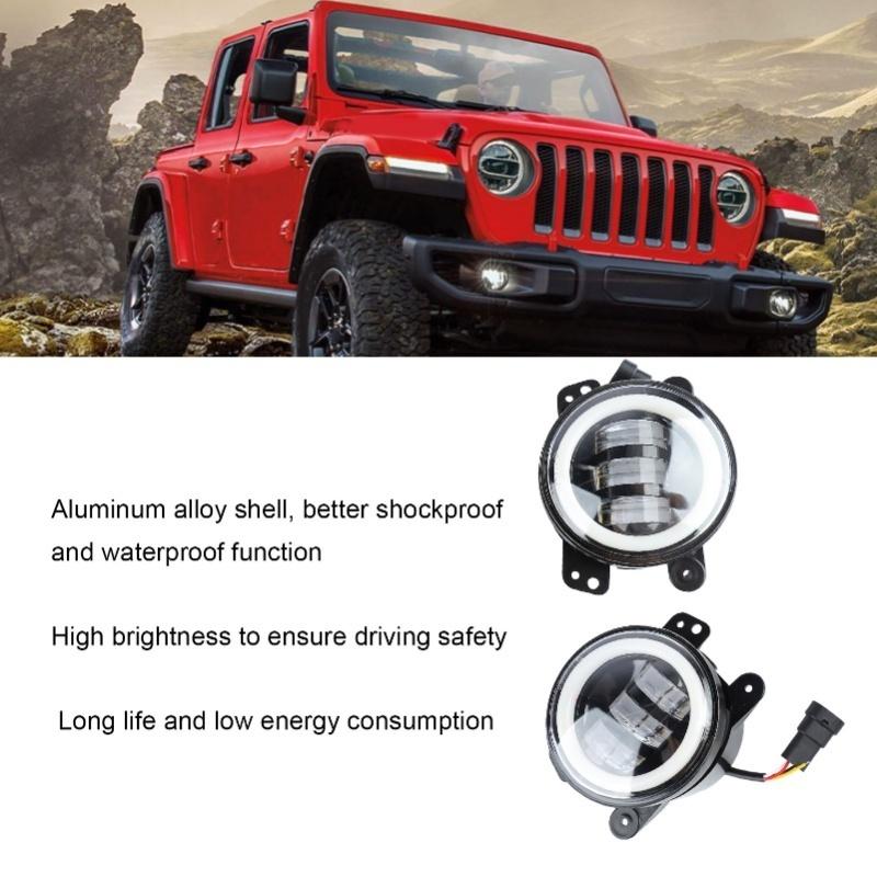 2Pcs Bumper Fog Lights Waterproof 4Inch LED High Brightness Fog Driving Lights Replacement For Jeep Wrangler