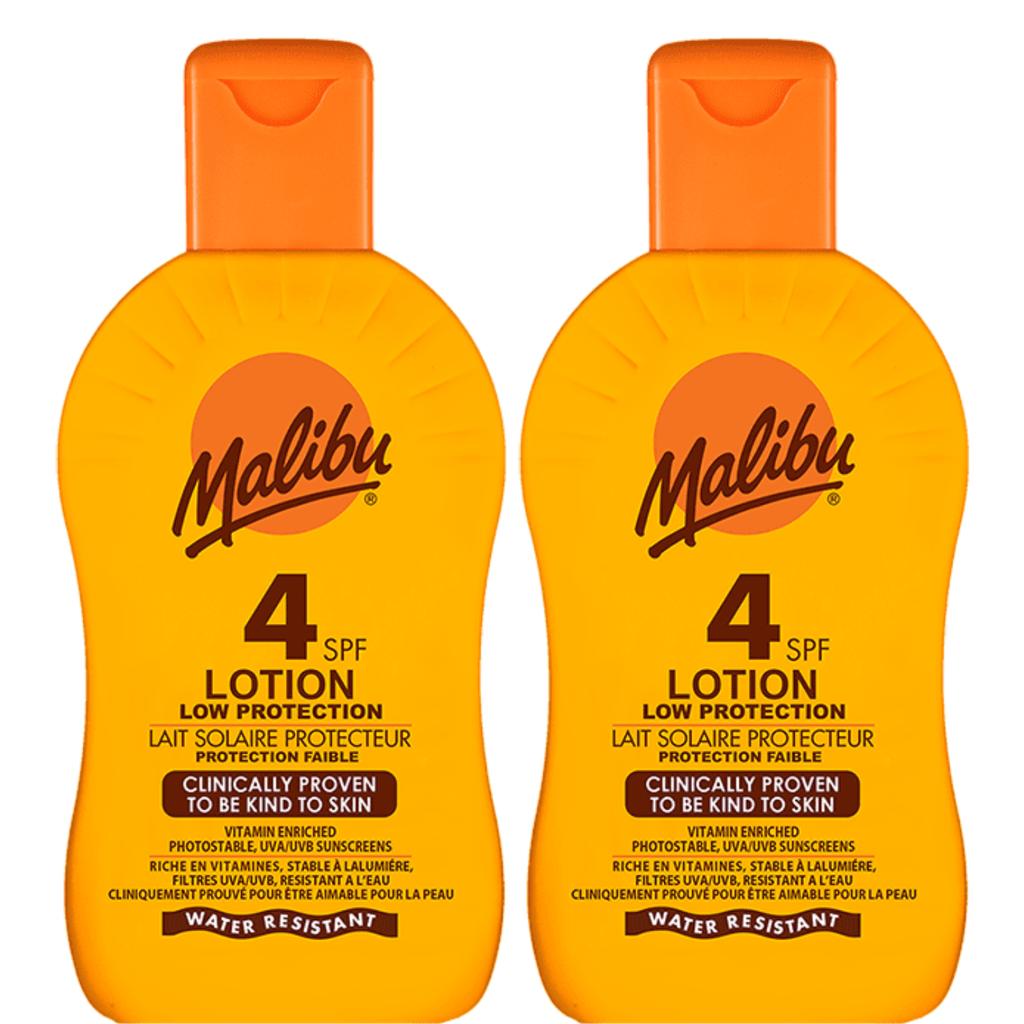 Malibu Protection Lotion SPF4 Tanning & Protective Balm 200ml X2pcs