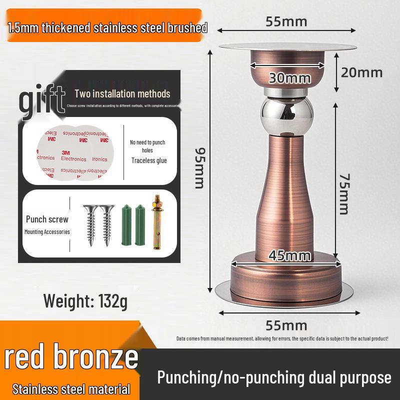 Magnetic Stainless Steel Door Stopper - Anti-Collision Wall Mount, No-Drilling, Strong Magnet for Indoor Use.