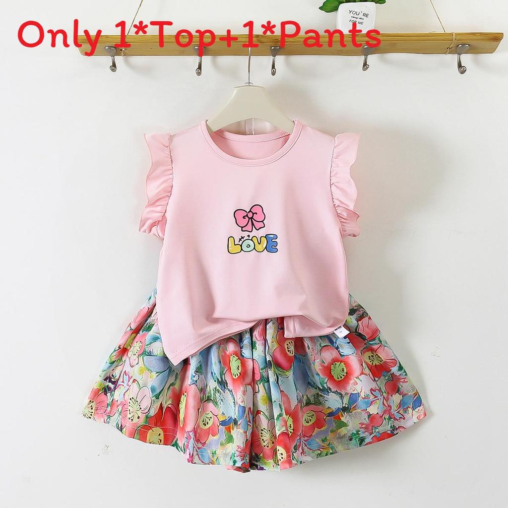 Girl Summer Outfit Set With Floral T Shirt And Shorts For Kids Ages 3 To 8