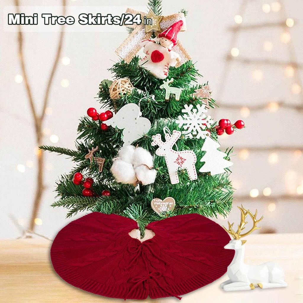 Round Christmas Tree Skirt Decorative Mat Elegant Knitted Festives Tree Base Cover Stylish Holidays Decoration for Home