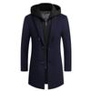 Autumn and Winter Men's Woolen Coat Medium and Long Double Collar Take-off Hat Woolen Coat Men