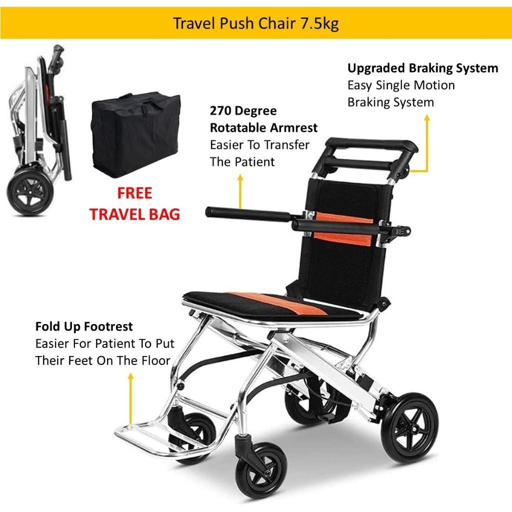 Foldable Self Propel Wheelchair Portable Lightweight Travel Push Chair