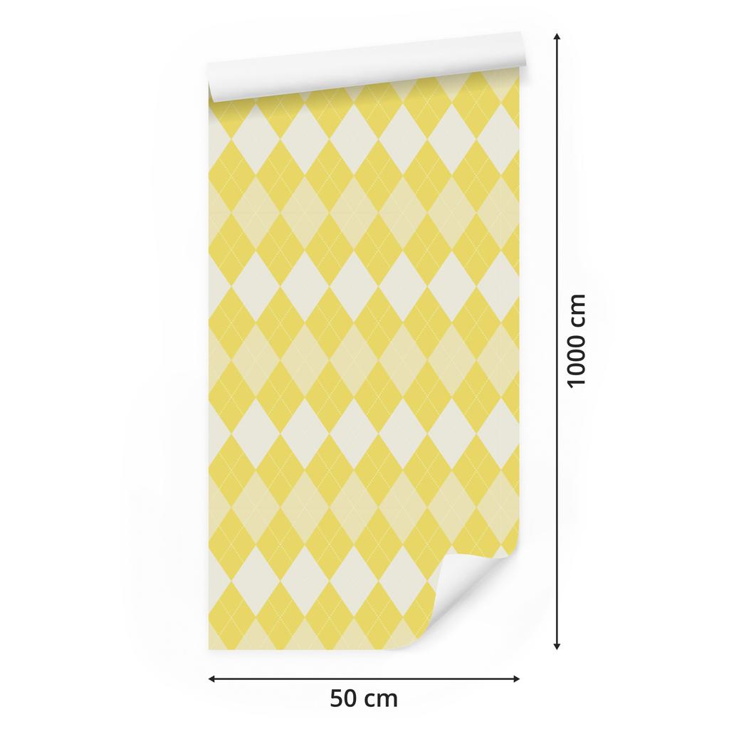 Pastel Diamonds Wallpaper Cream and Yellow for Living Room and Bedroom 50x1000