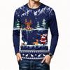 Christmas Style Men's Long Sleeve T-shirt Funny Santa Claus Print 3D Tees Autumn Casual O-neck Cotton Top Fashion X'mas Clothing