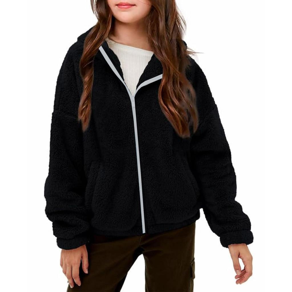 Kids' Fashion Fleece-Lined Thickened Hooded Oversized Sweatshirt Warm Casual Jacket For Fall/Winter