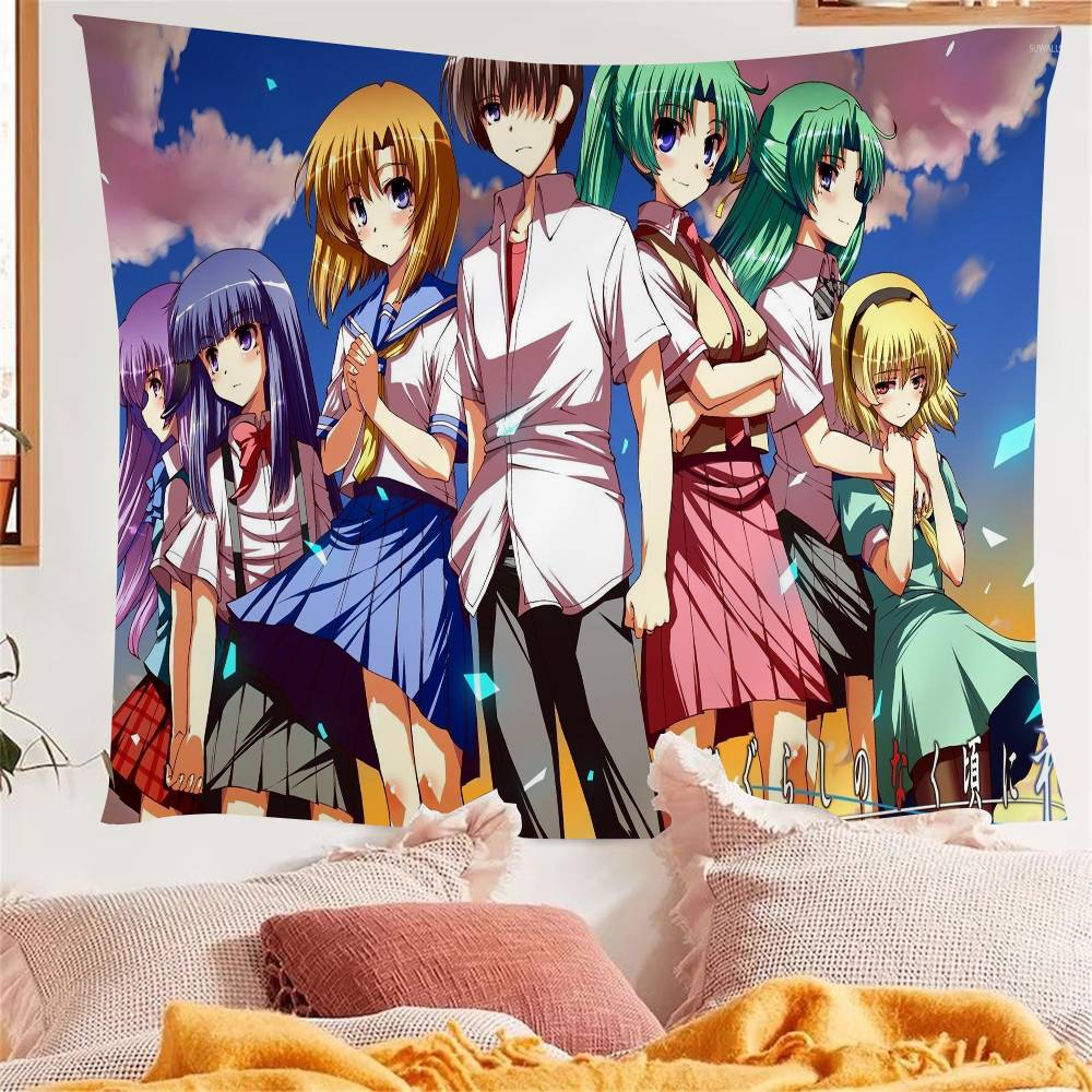 1PC Anime HHigurashi When They Cry Cartoon Tapestry Wall Hanging Decoration Household Home Decor