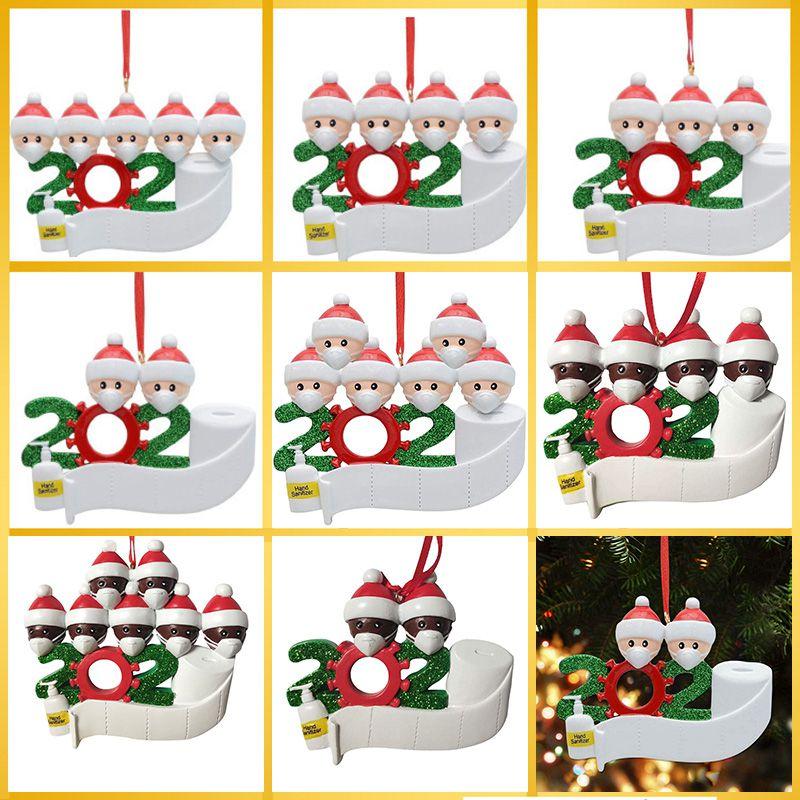 2020 Xmas Tree Ornaments Featuring Santa Claus With Mask And Diy Family Name