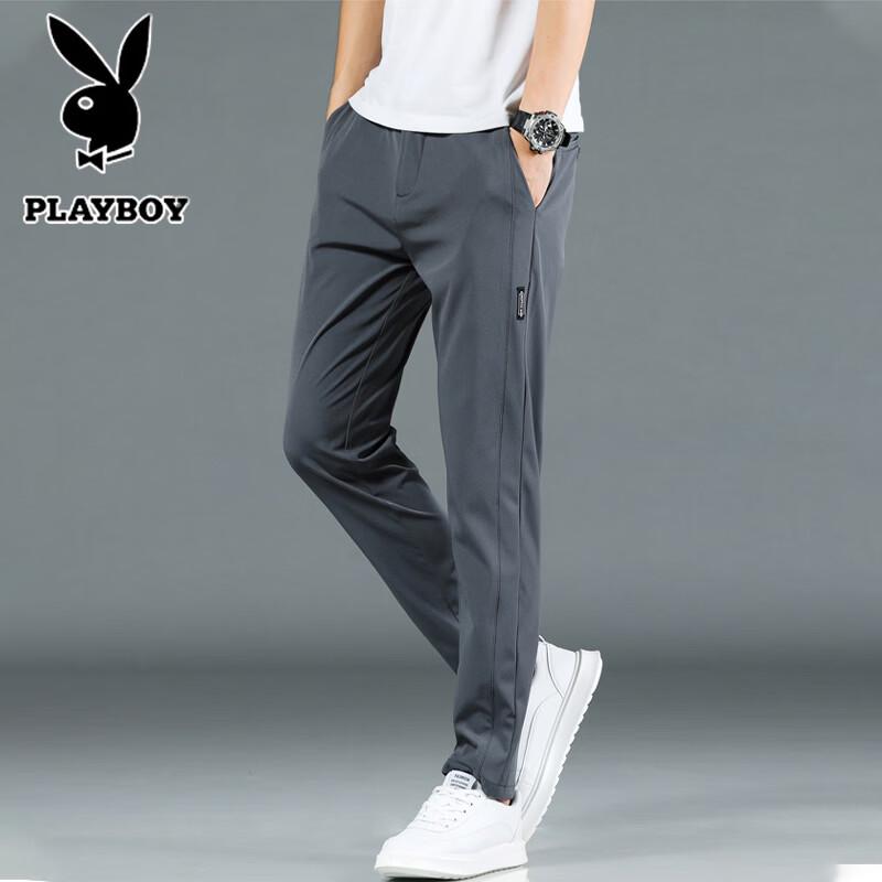 PLAYBOY Men s Summer Ice-Cool Breathable Tapered Casual Pants 38
