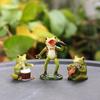 Resin Cute Frog Statue Fairy Garden Decor, Spring Outdoor Yard Flower Pot Patio Lawn Indoor Table Shelf Desk Decorations