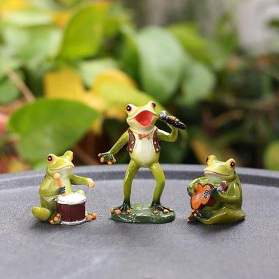 Resin Cute Frog Statue Fairy Garden Decor, Spring Outdoor Yard Flower Pot Patio Lawn Indoor Table Shelf Desk Decorations