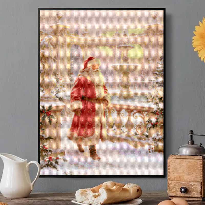 DIY 5D Diamond Painting Canvas Christmas Santa Snowy Winter Full Drill Art Kit Easy Craft for Beginners Home Decor Gift Idea