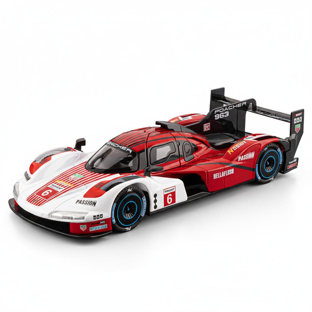 

1/22 Porsche 963 LMDh Super Racing Металева лита модель автомобіля з сплаву Декор для дому та настільного дисплея Прикраси Колекційні предмети Хобі червоний