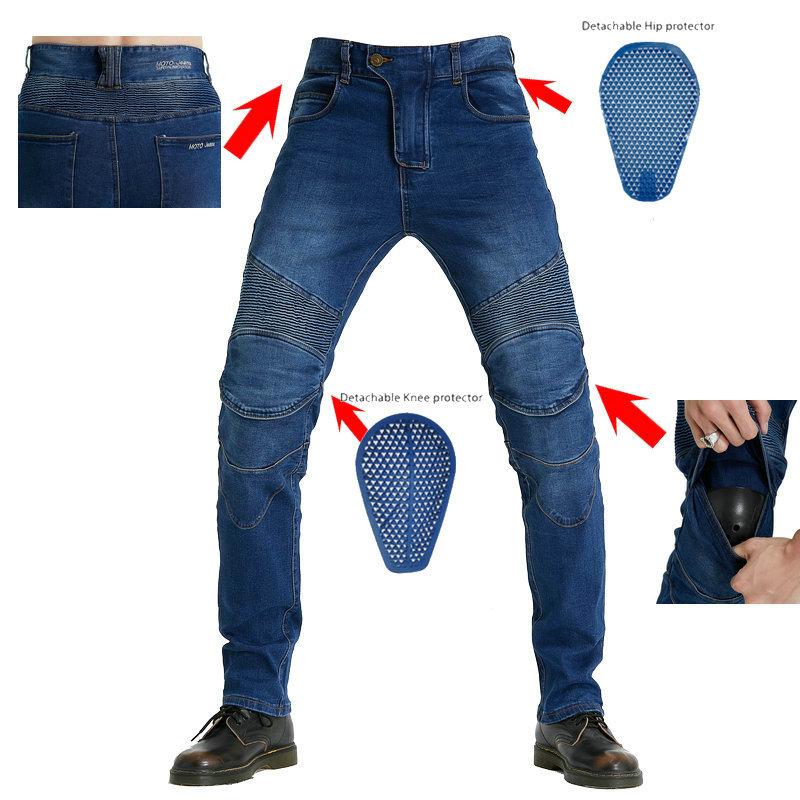 New product Locomotive racing casual loose jeans Off-road motorcycle riding jeans with cover, silicone