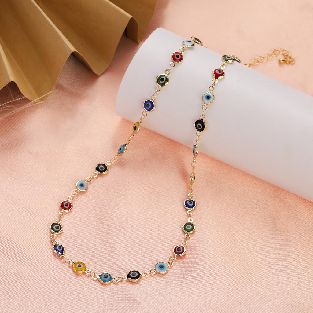 Collana Blu Occhio di Allah Turco da Donna Moda Colore Oro Acciaio Inossidabile Collane Smalto Perline Gioielli Regalo