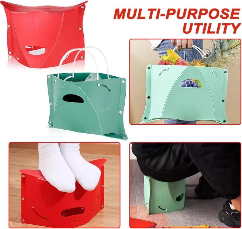 Portable Folding Stool with Handle Storage Bag Toilet Footrest Outdoor Camping Chair Compact Travel Folding Seat for Bathroom