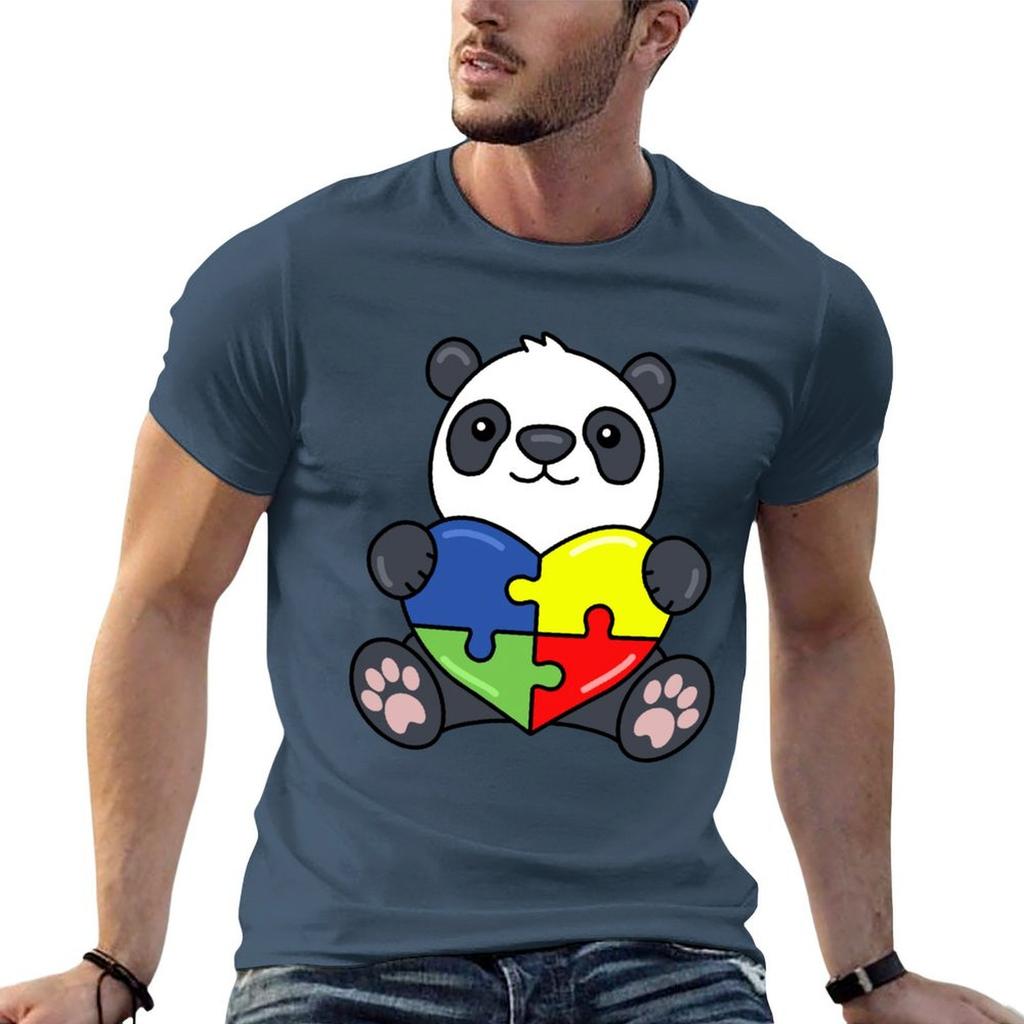 Autism Awareness Gift Women Autism Ribbon Panda Autism TShirt Big and Tall Solid Color TShirt