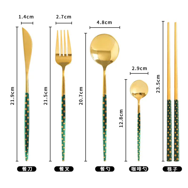 Punti Pois Creativi Nuovo Acciaio Inossidabile Stoviglie Occidentali Portoghesi Regalo Forchetta e Cucchiaio all'Ingrosso Coltello per Pasto Principale Hotel Posate
