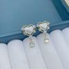 1 Pair Vintage Court Hollow Heart Earrings,Simulated Pearl,Ins Minimalist Jewelry for Banquet & Party Outfits