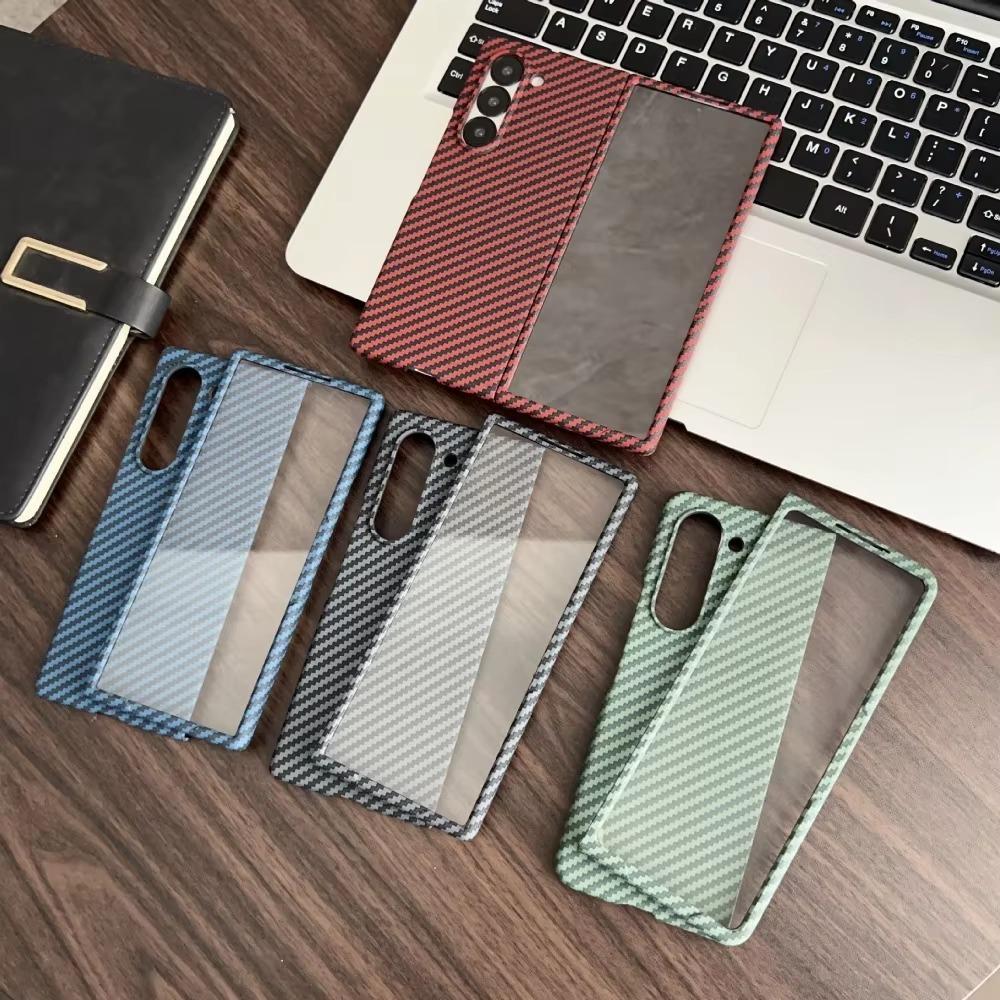Ultra-thin Carbon Fibre Leather Phone Case for Samsung Galaxy Z Fold 7 6 5 4 3 Magsafe Wireless Charging Screen Shockproof Protect Cover
