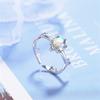 New Personality Beautiful Colorful Moonstone Deer 925 Sterling Silver Jewelry Elk Branch Antler Women Opening Rings R446