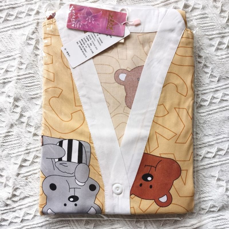 

Long Sleeves Pajamas Women s Spring and Autumn Fancy Tribute Satin Cotton Net Red 2022 New and Thin Spring and Summer Cotton Suit Yellow XL