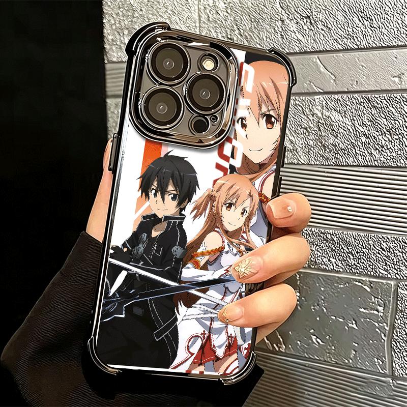 Anime Sword Art Online SAO Plating Phone Case For Iphone 16 17 Pro Max Air 16E 14 15 Plus 12 13 Mini Anti-Fall Airabag Cover