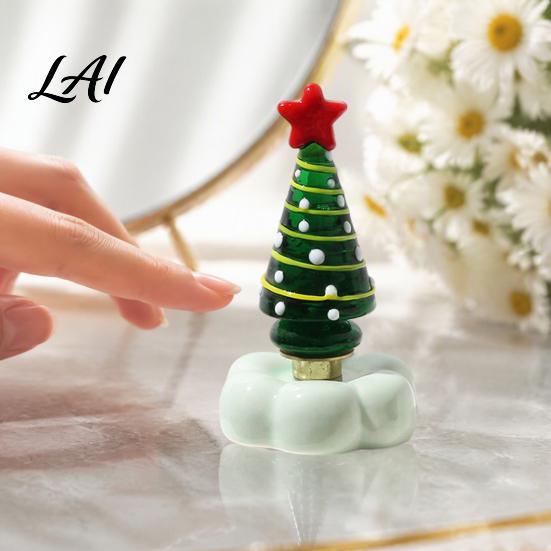 Handcrafted Holiday Table Decor Handmade Glass Christmas Tree Ornament with Star Top And Colorful Bead Details Festive Photo Props Desktop