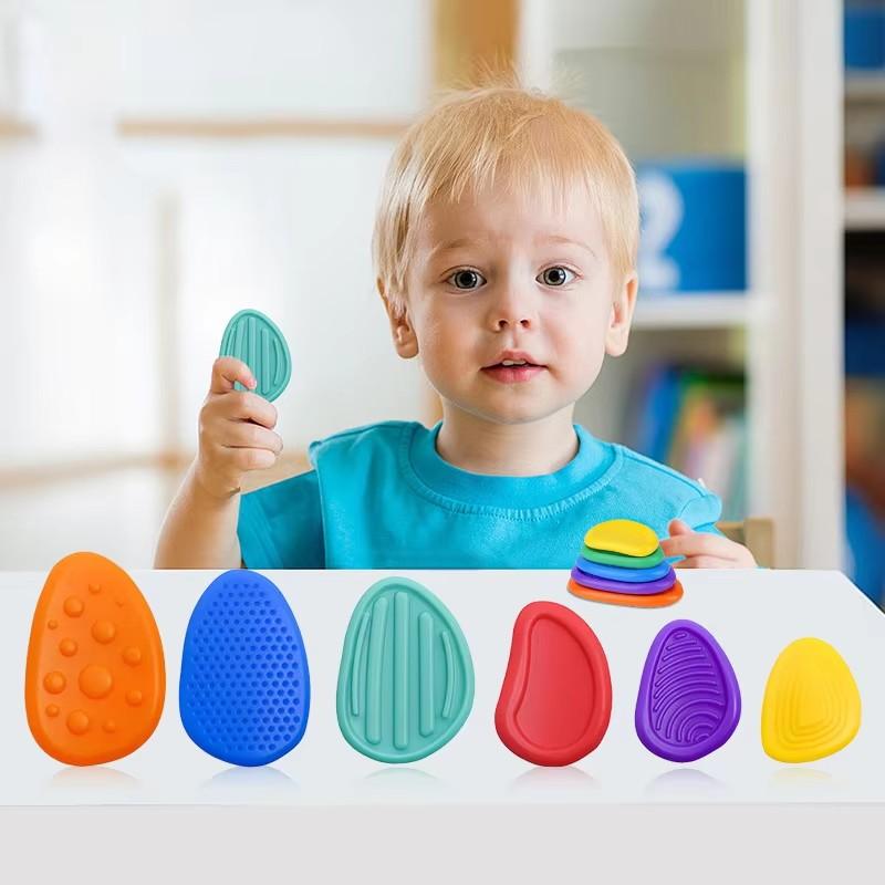 Fidget Beautiful Toys for Adults Silicone Sensory Ring Set of 6 Textured for Autism Children Stress Relief Fidget Beautiful Toys