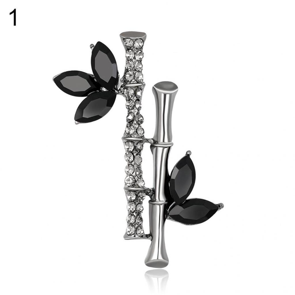 Fashion Bamboo Shape Rhinestone Brooch Pin Lady Dress Scarf Charms Accessory AVE