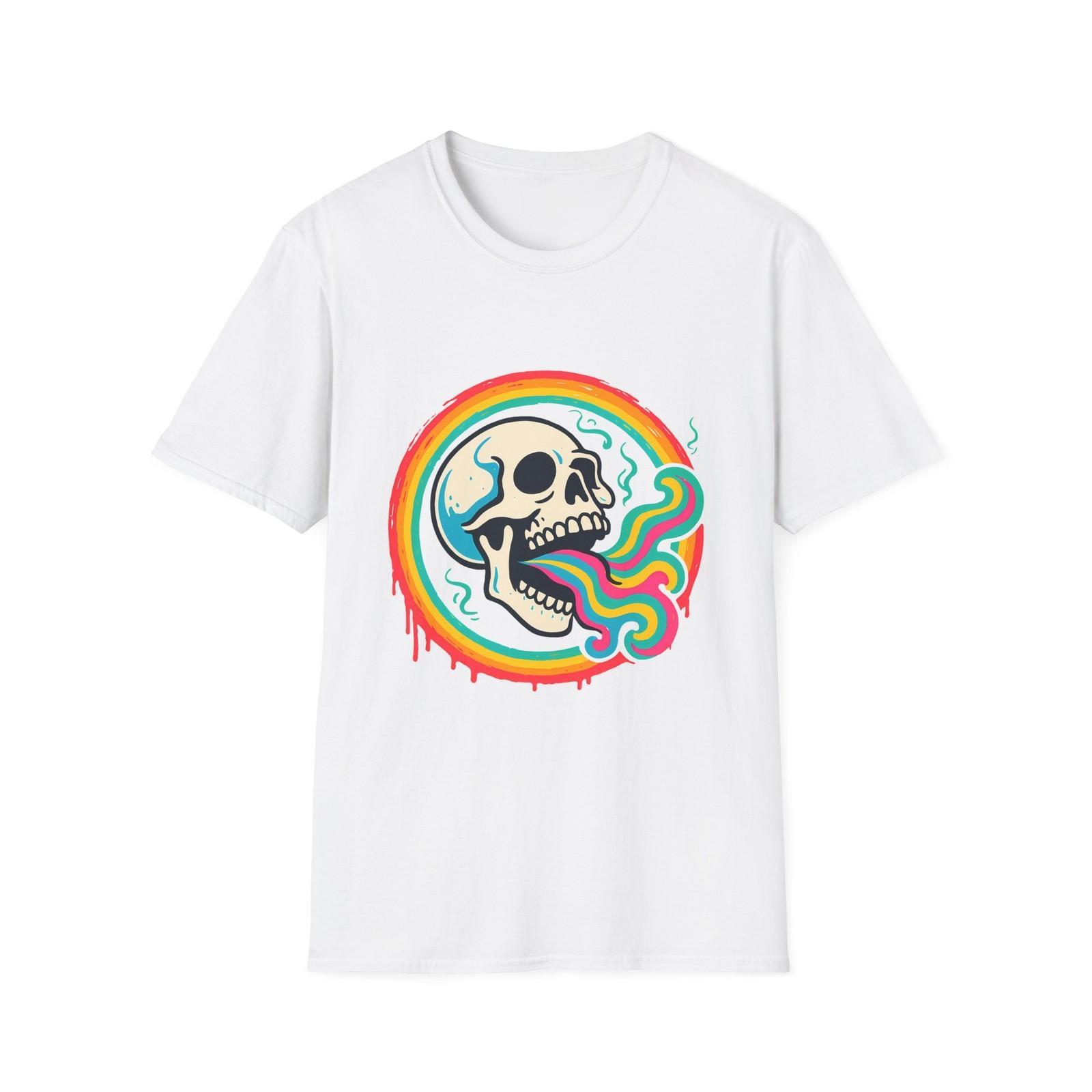 Unisex Softstyle T-Shirt Skull Rainbow Smoke Psychedelic S