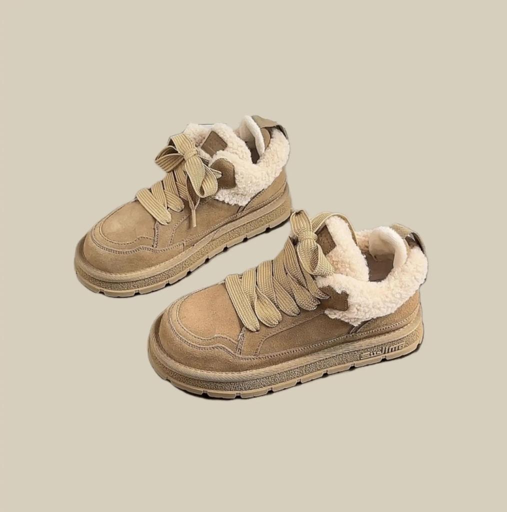 Módní dámská ležérní obuv Sněhule Podzim a Zima 2024 Nová móda Retro Plyšová izolace Silná podrážka Bavlněné boty Termo boty