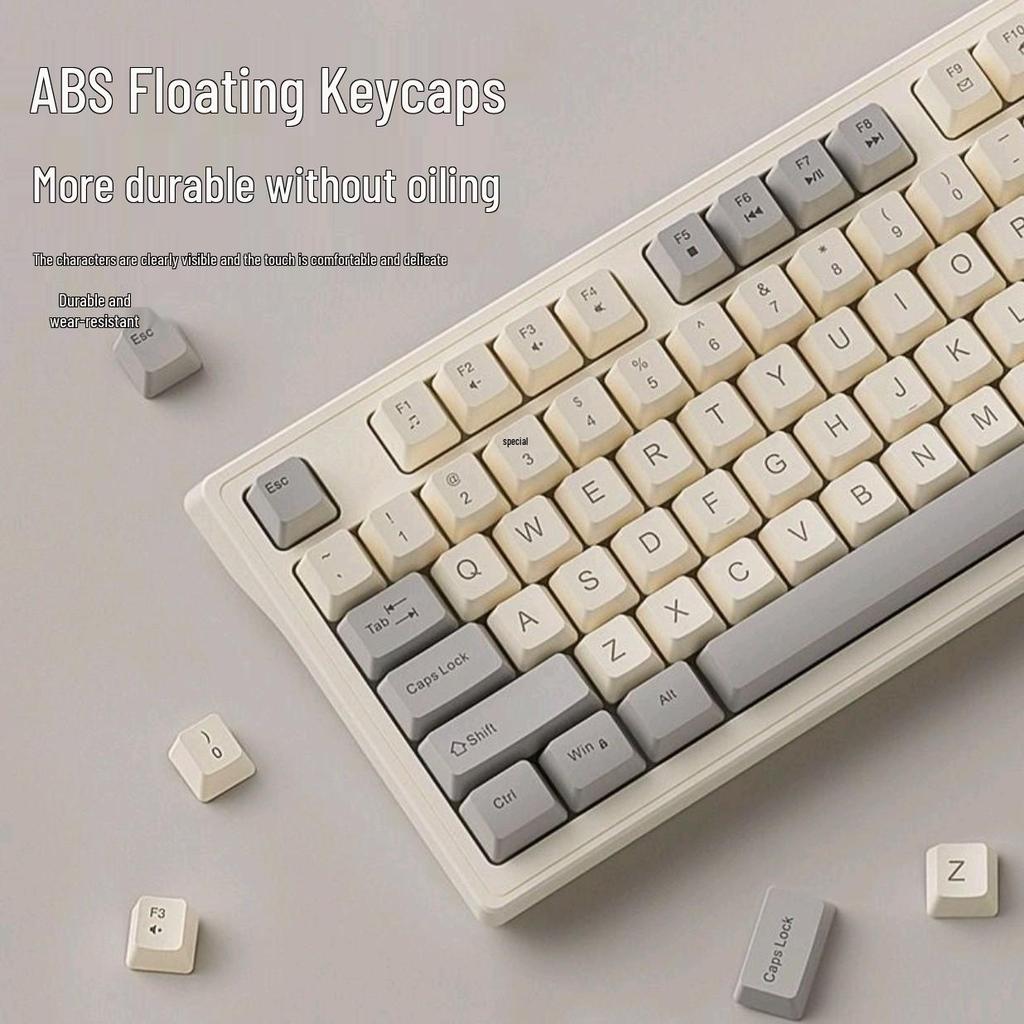 Creamy Gray Wired Mechanical-Feel Luminous Keyboard and Mouse Set