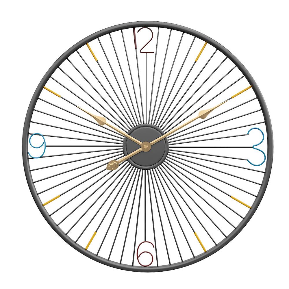 Nordic Wall Clock Living Room Silent Clock Circular Iron Clock Home Living Room Dining Room Decorative Art Wall Clock