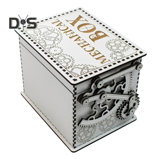 Wooden Mechanical Box Storage Box with Gears Interactive Jewelry Box for Rings Bracelets Mechanical Enthusiasts Gift