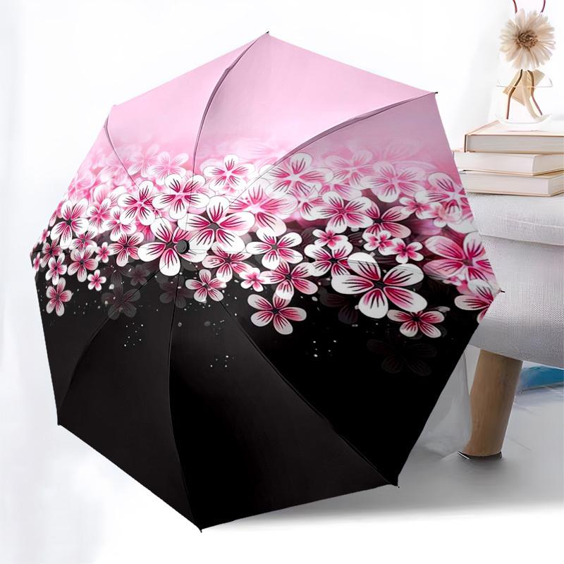 1pc Cherry Blossom Artwork Umbrella with Plastic Handle,Compact & Stylish,Suitable for All Seasons ptys26044