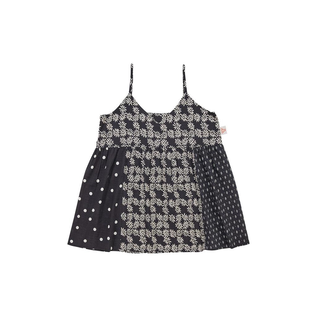 Goteu Patchwork Bustier Sleeveless - Black